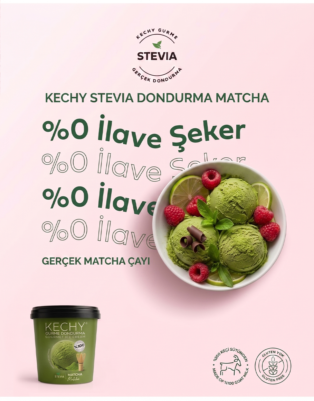 KECHY Stevia Dondurma Matcha